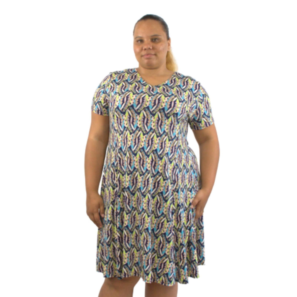 Robe grandes tailles géométrique Modèle Naya - Santa Mode - vue 2