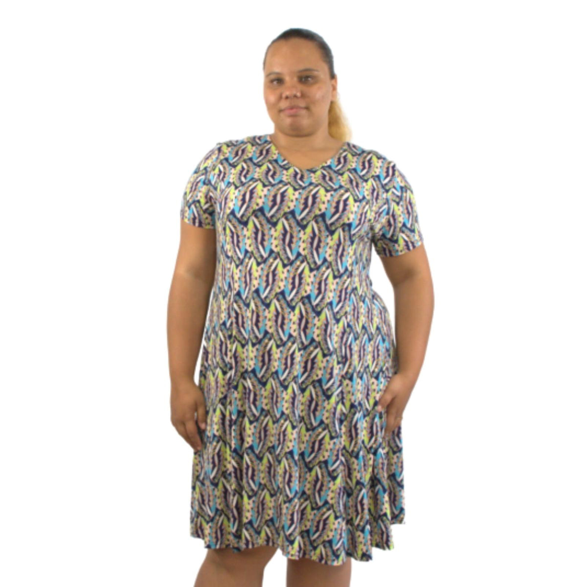 Robe grandes tailles géométrique Modèle Naya - Santa Mode - vue 2