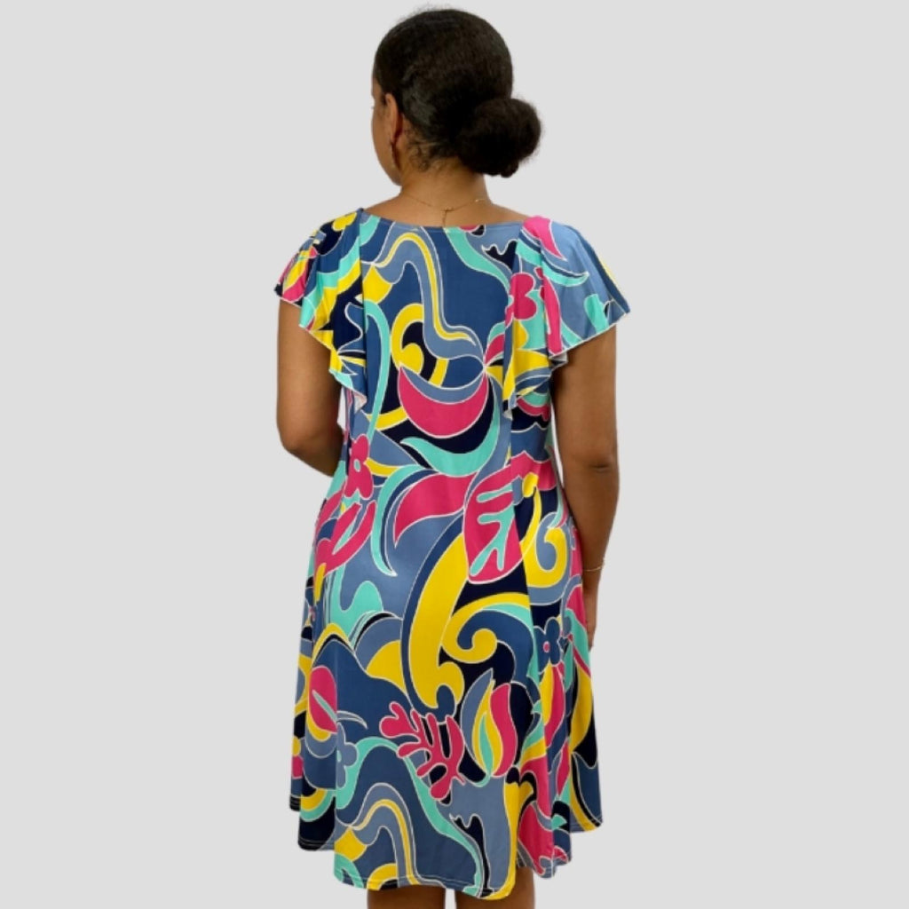 Robe grandes tailles imprimé abstrait Modèle Caire - Santa Mode - vue 2
