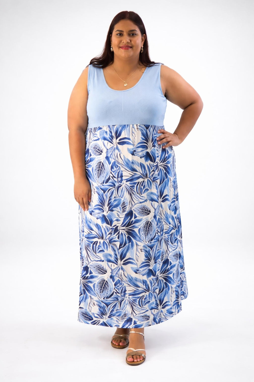 Robe grandes tailles longue imprimé tropical Modèle Bora - Santa Mode