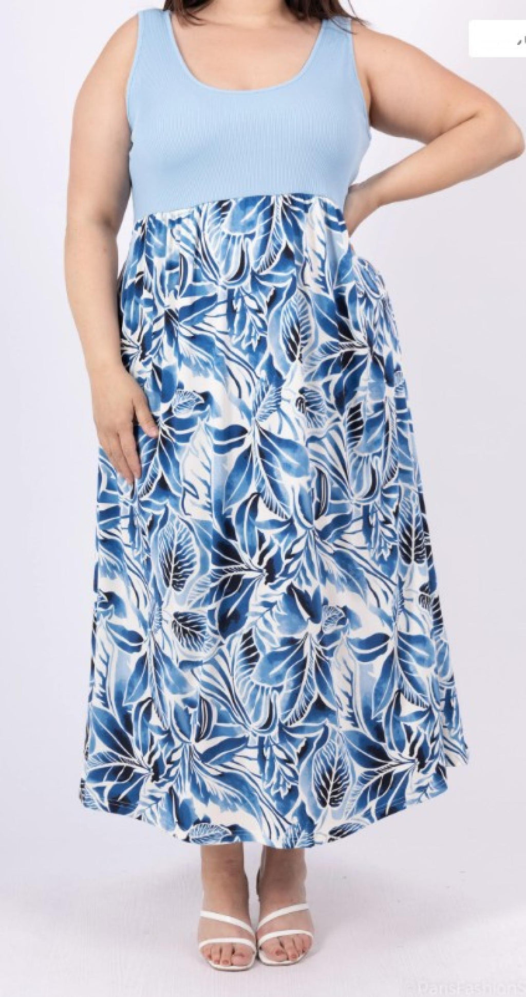 Robe grandes tailles longue imprimé tropical Modèle Bora - Santa Mode - vue 3
