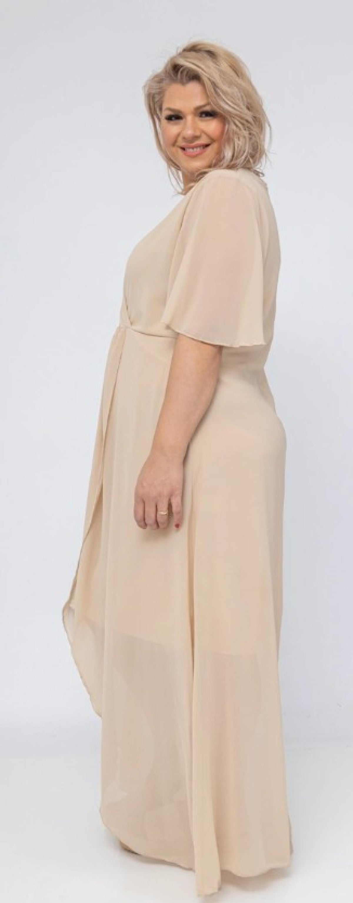 Robe grandes tailles longue mousseline croisée Modèle Amadora - Santa Mode - vue 3