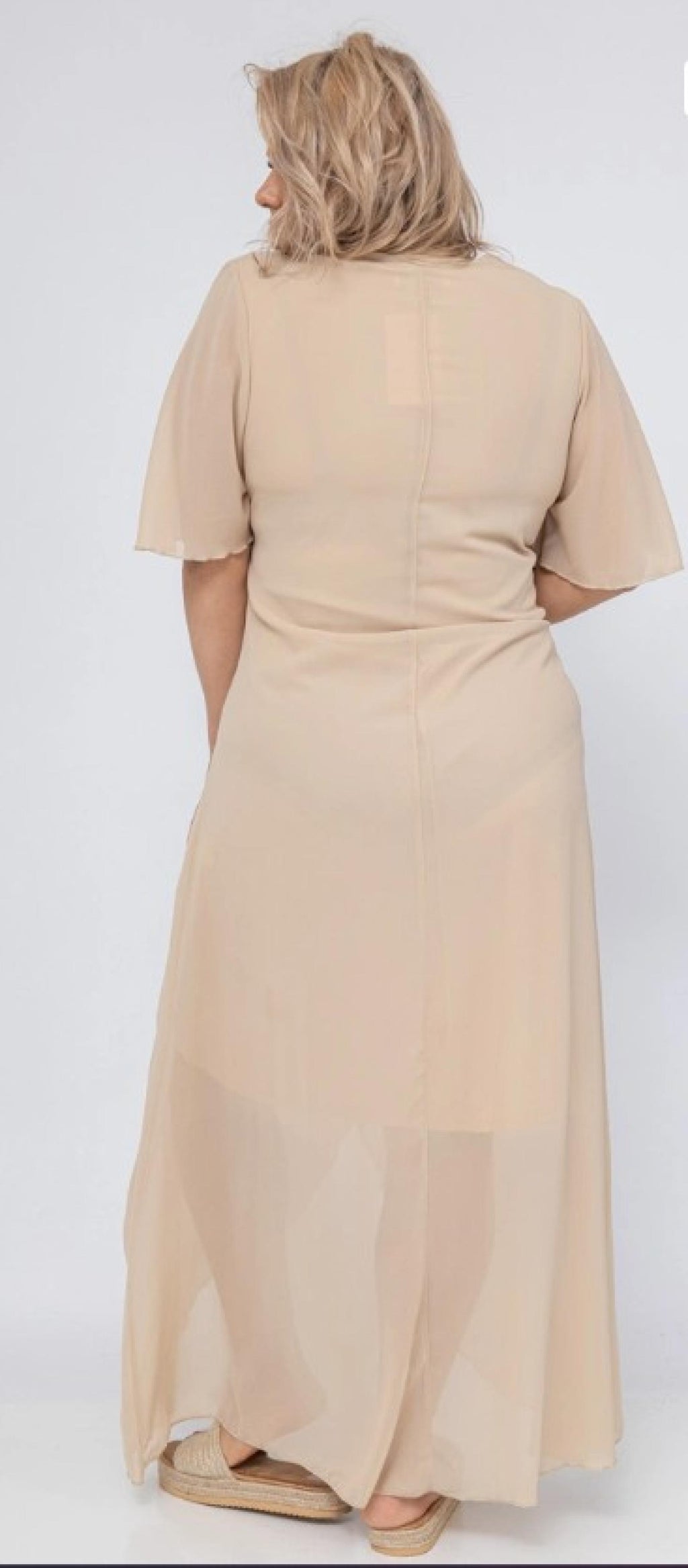 Robe grandes tailles longue mousseline croisée Modèle Amadora - Santa Mode - vue 4