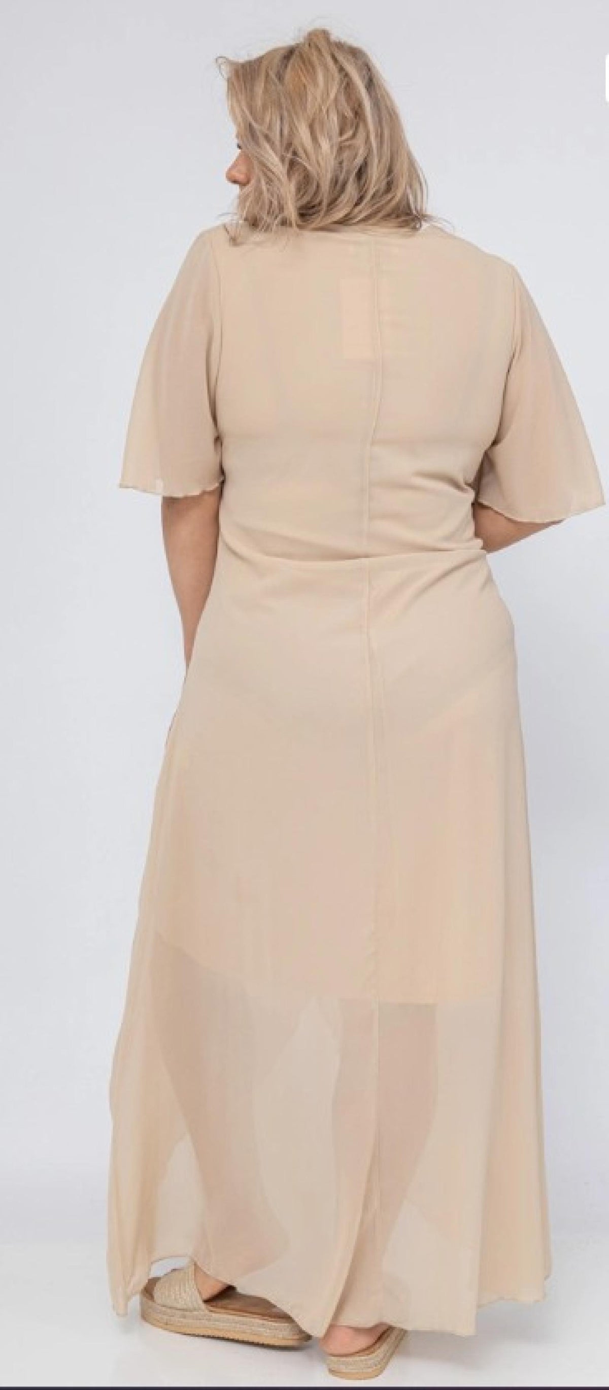 Robe grandes tailles longue mousseline croisée Modèle Amadora - Santa Mode - vue 4