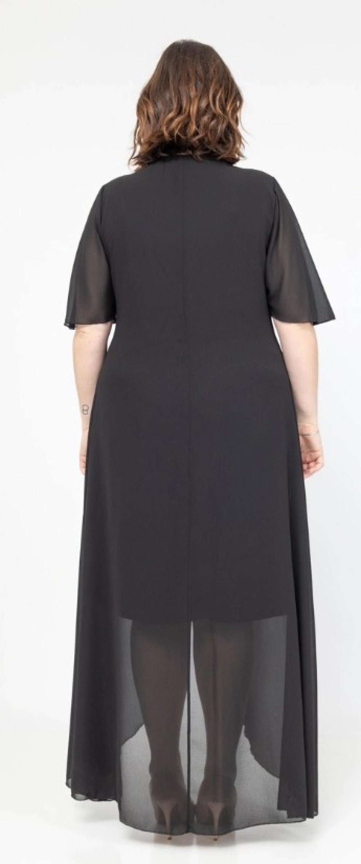 Robe grandes tailles longue mousseline croisée Modèle Amadora - Santa Mode - vue 4