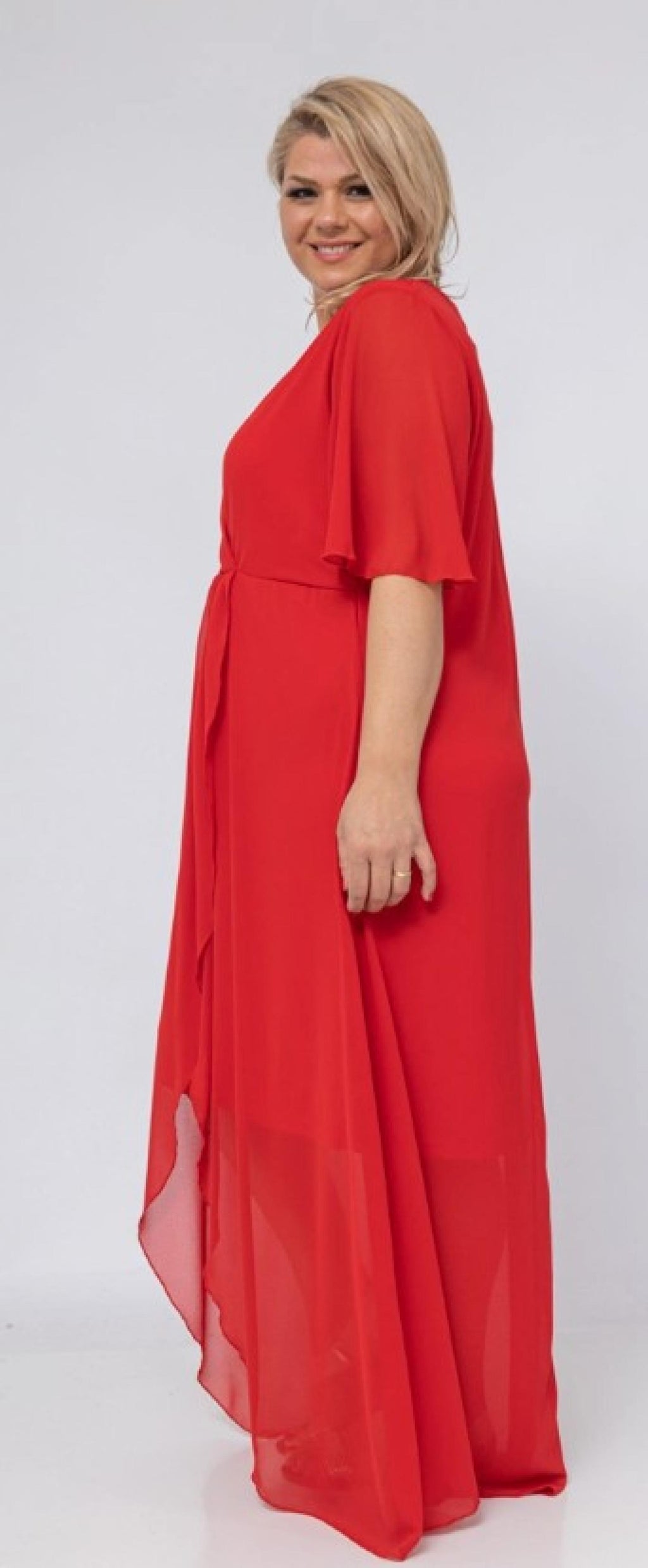 Robe grandes tailles longue mousseline croisée Modèle Amadora - Santa Mode - vue 3