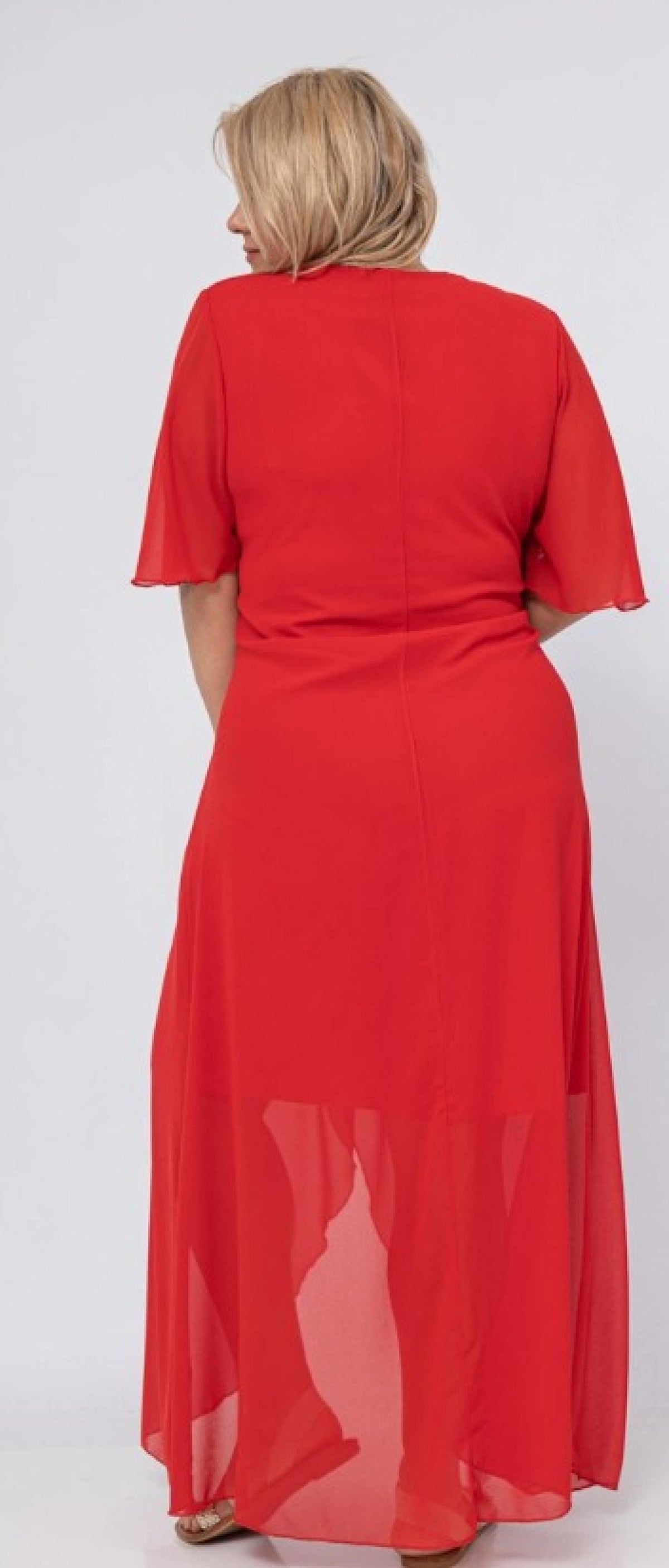 Robe grandes tailles longue mousseline croisée Modèle Amadora - Santa Mode - vue 4