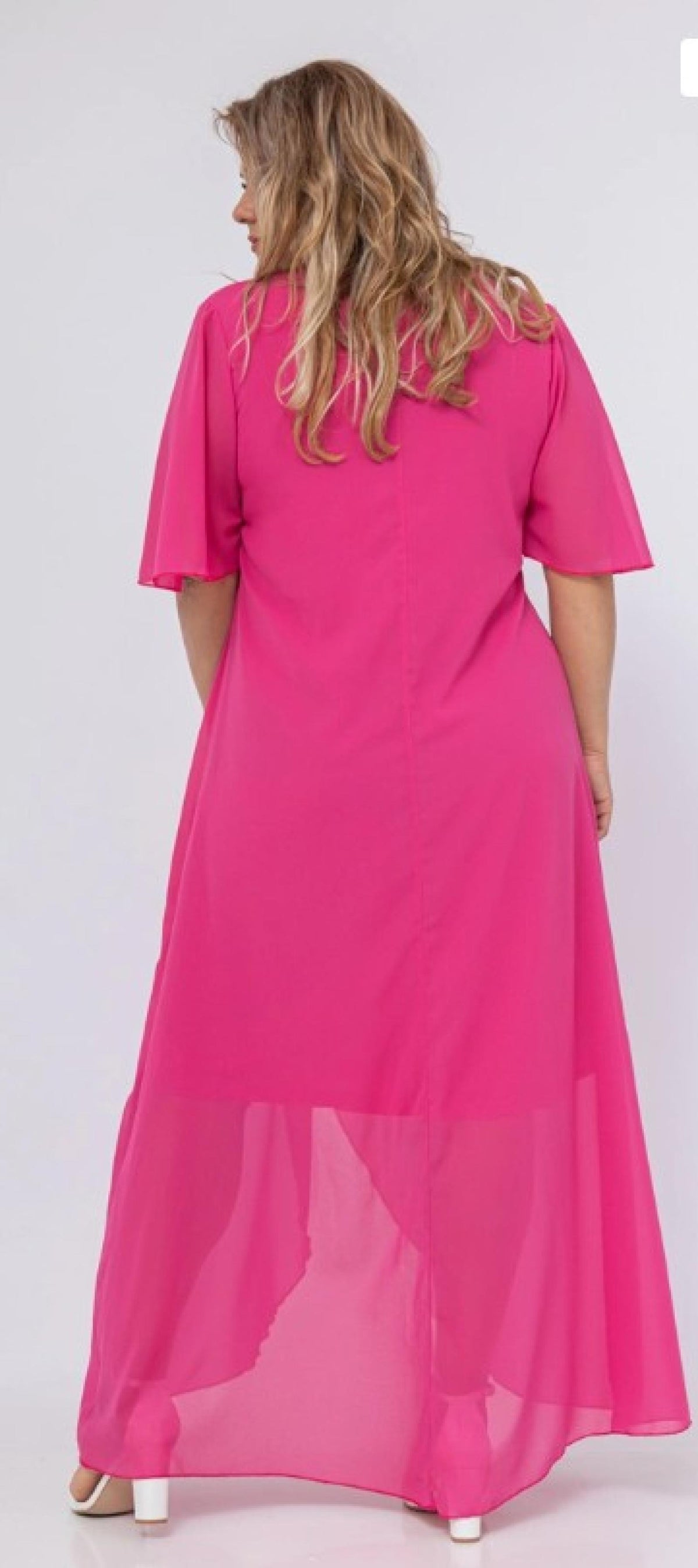 Robe grandes tailles longue mousseline croisée Modèle Amadora - Santa Mode - vue 3