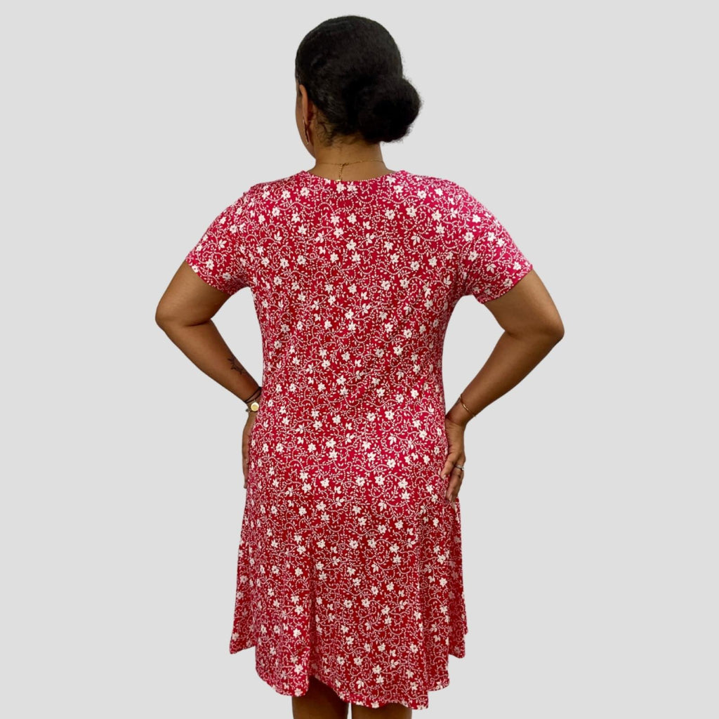 Robe grandes tailles rose florale Modèle Evelina - Santa Mode - vue 2