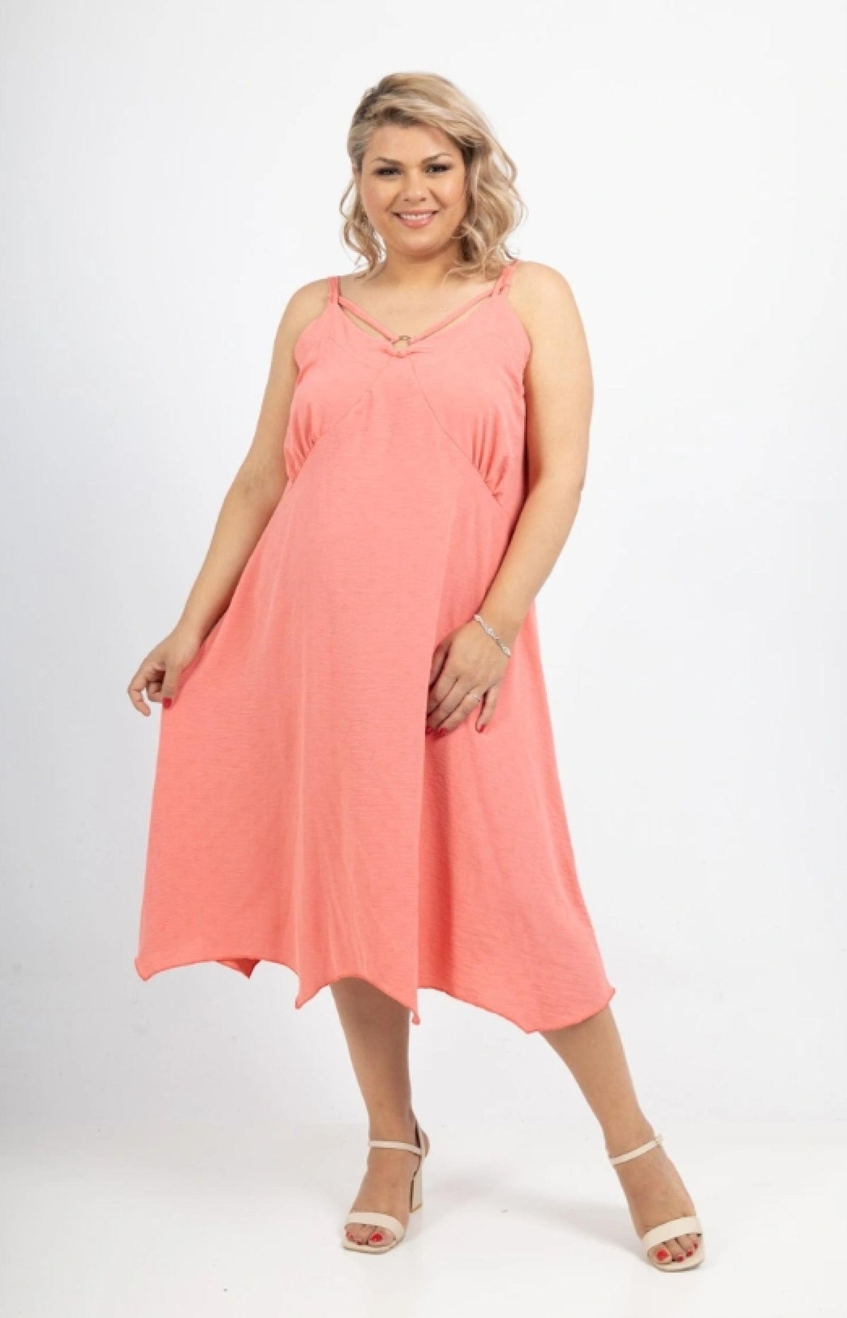 Robe Kenza du 46 au 60 corail - Santa Mode
