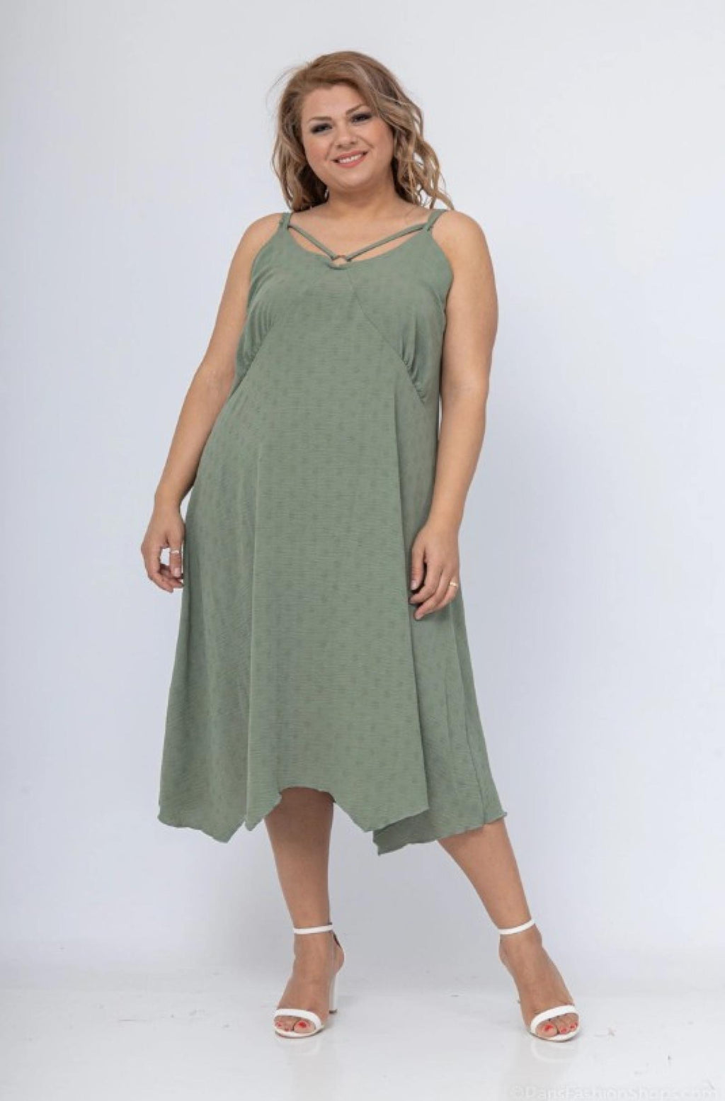 Robe Kenza du 50 au 60 vert sauge - Santa Mode
