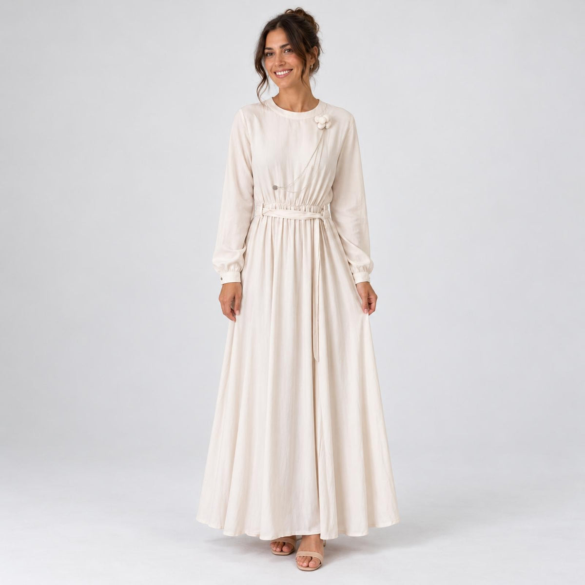 Robe longue beige Modèle Léna