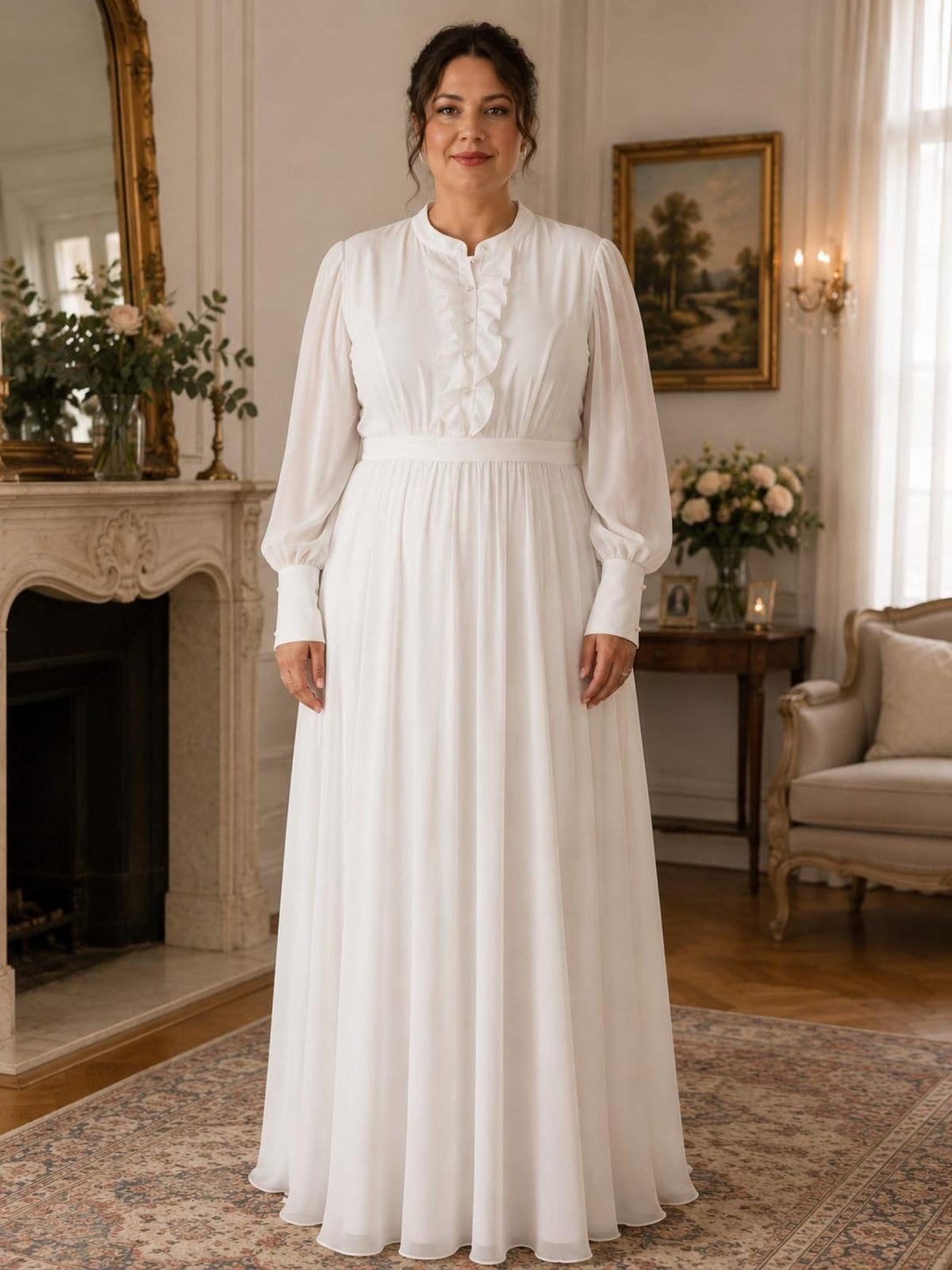 Robe longue écrue volantée Modèle Catalina - Santa Mode