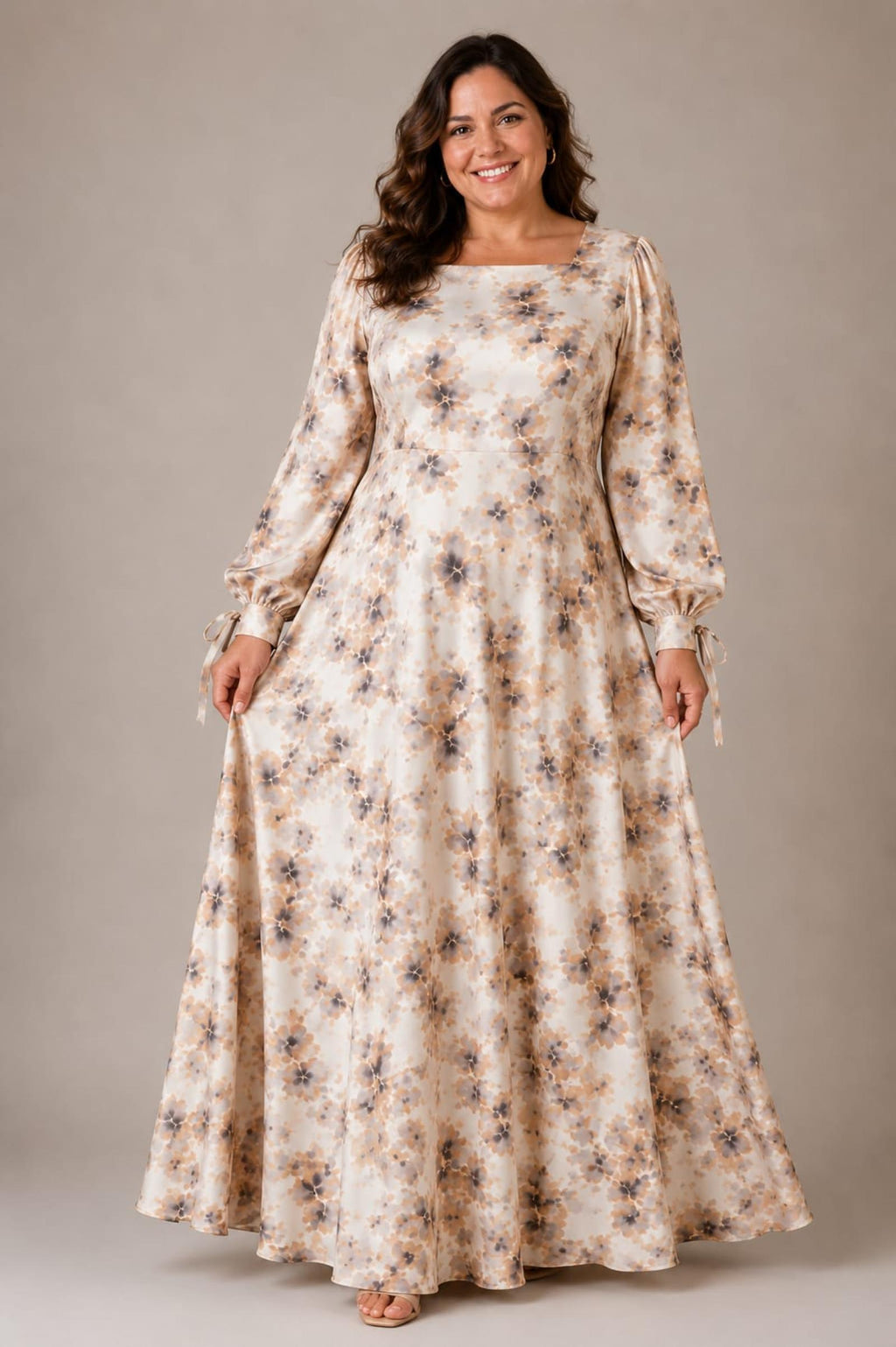 Robe longue évasée effet satiné Modèle Jade - Santa Mode