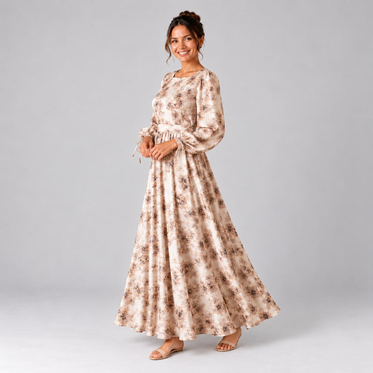Robe longue évasée effet satiné Modèle Jade - Santa Mode - vue 3