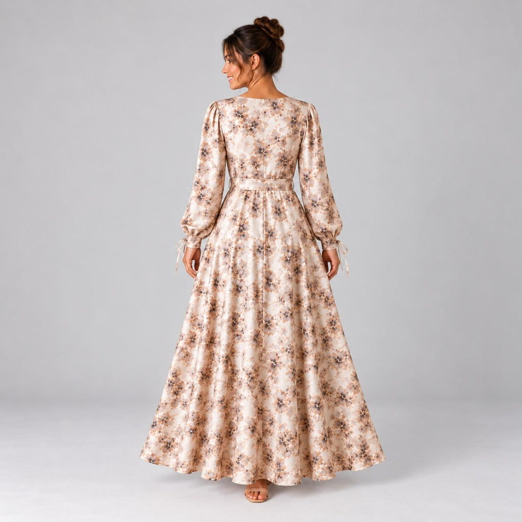 Robe longue évasée effet satiné Modèle Jade - Santa Mode - vue 4