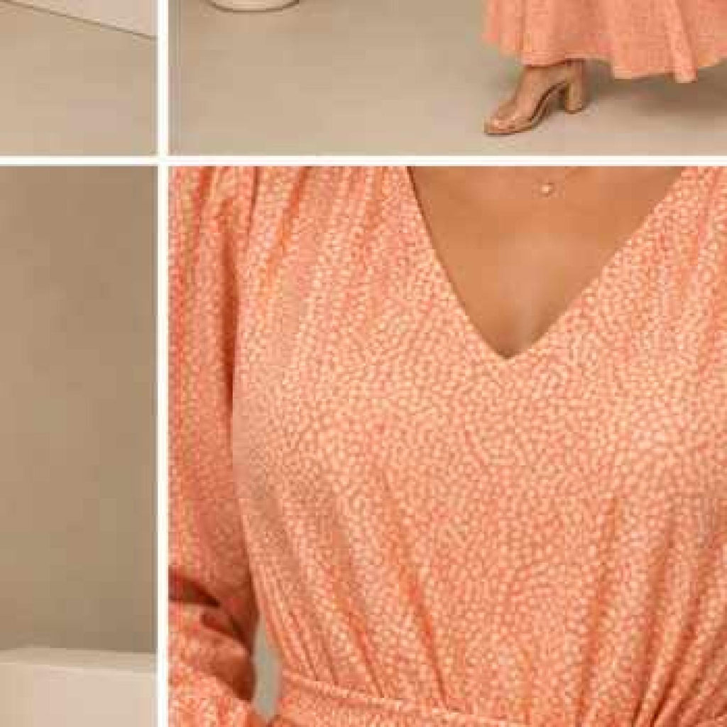Robe longue fluide ceinturée imprimé discret Modèle Azélie - Santa Mode - vue 5