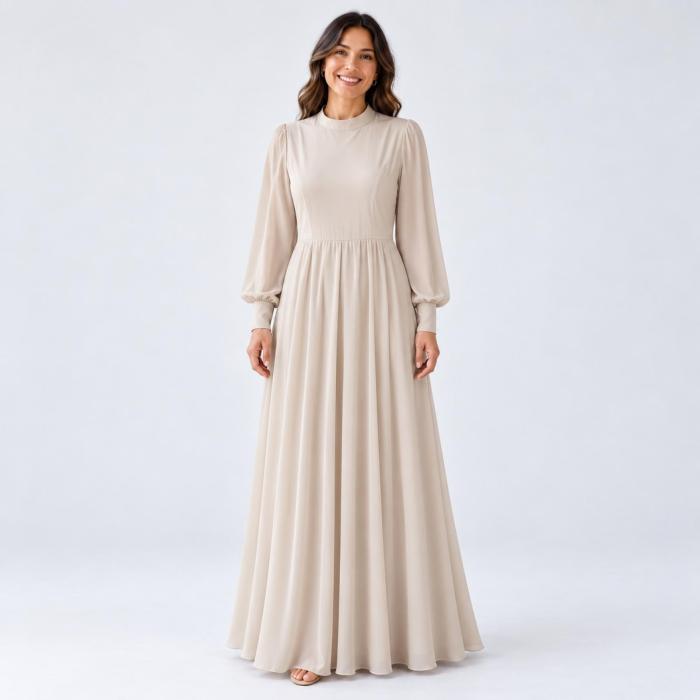 Robe longue fluide col montant Modèle Talya - Santa Mode - vue 2
