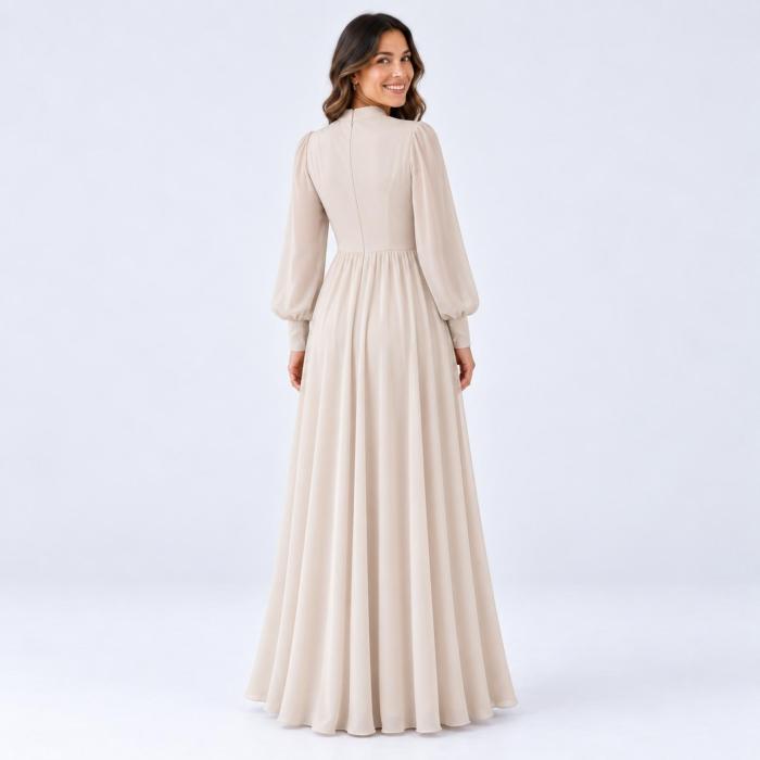Robe longue fluide col montant Modèle Talya - Santa Mode - vue 3
