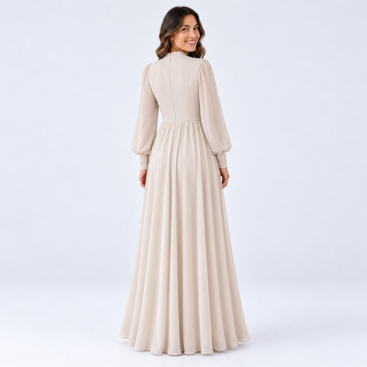 Robe longue fluide col montant Modèle Talya - Santa Mode - vue 7