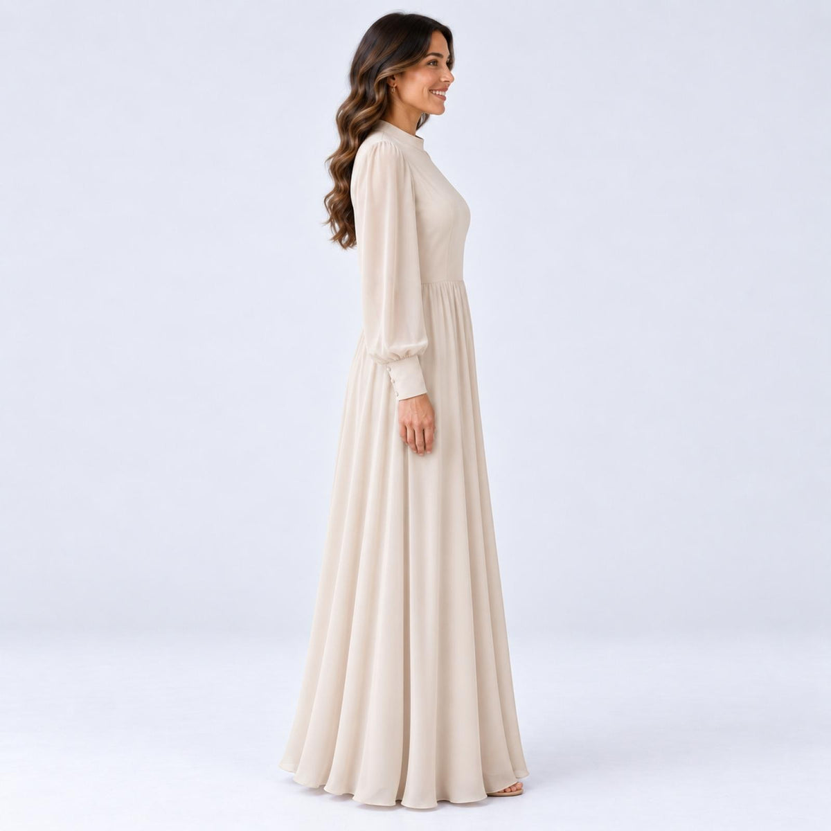 Robe longue fluide col montant Modèle Talya - Santa Mode - vue 8