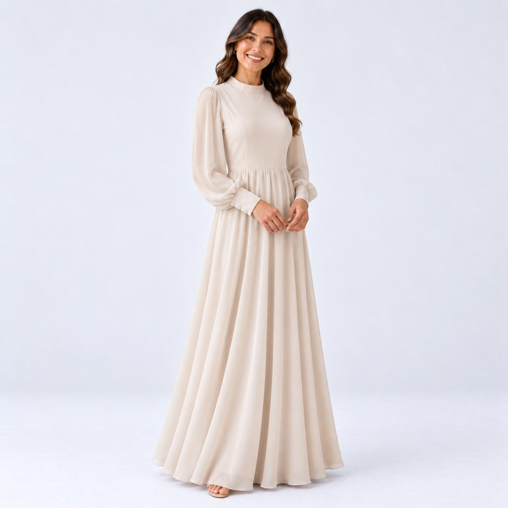 Robe longue fluide col montant Modèle Talya - Santa Mode - vue 9
