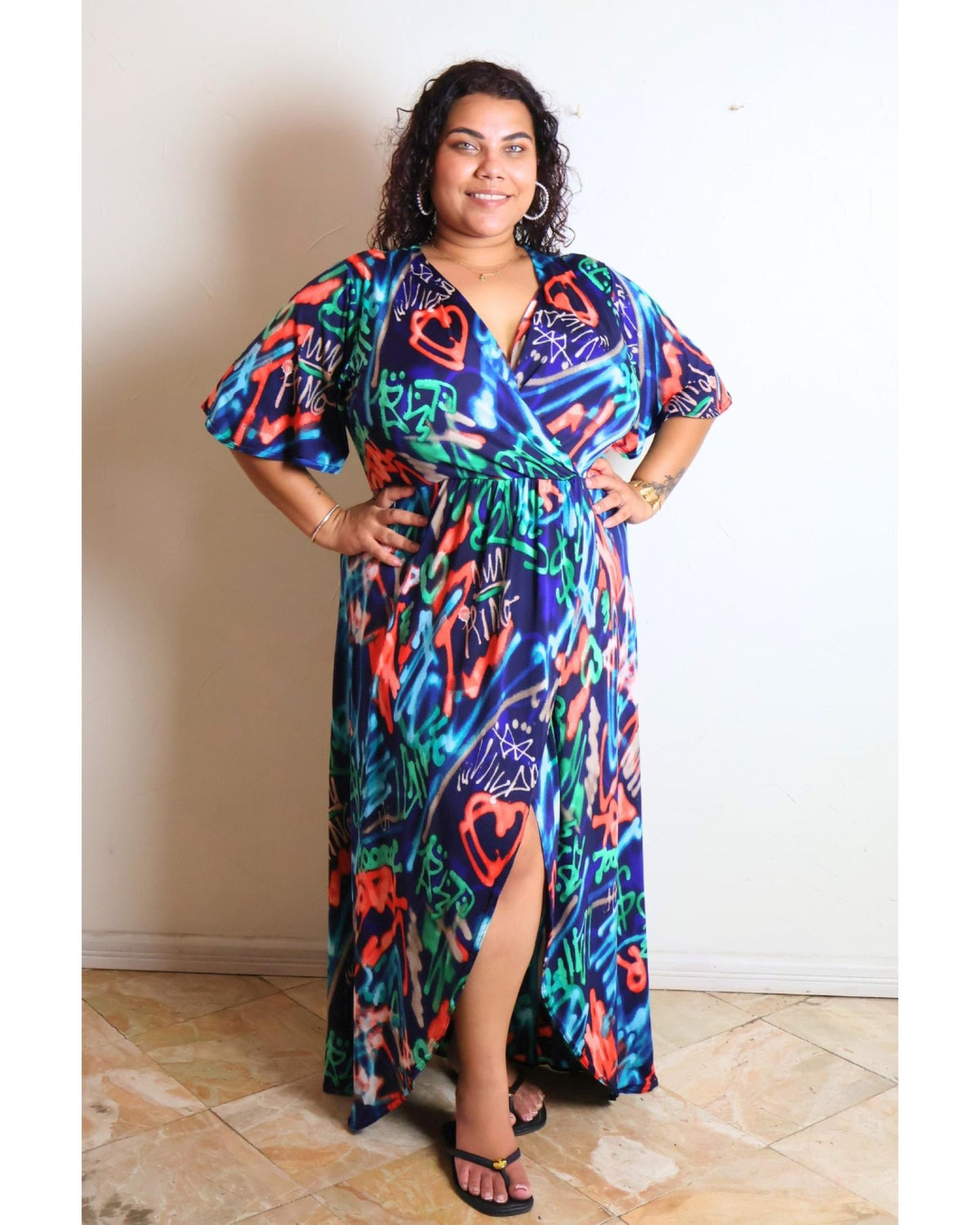 Robe longue grandes tailles cache-cœur Modèle Amanda