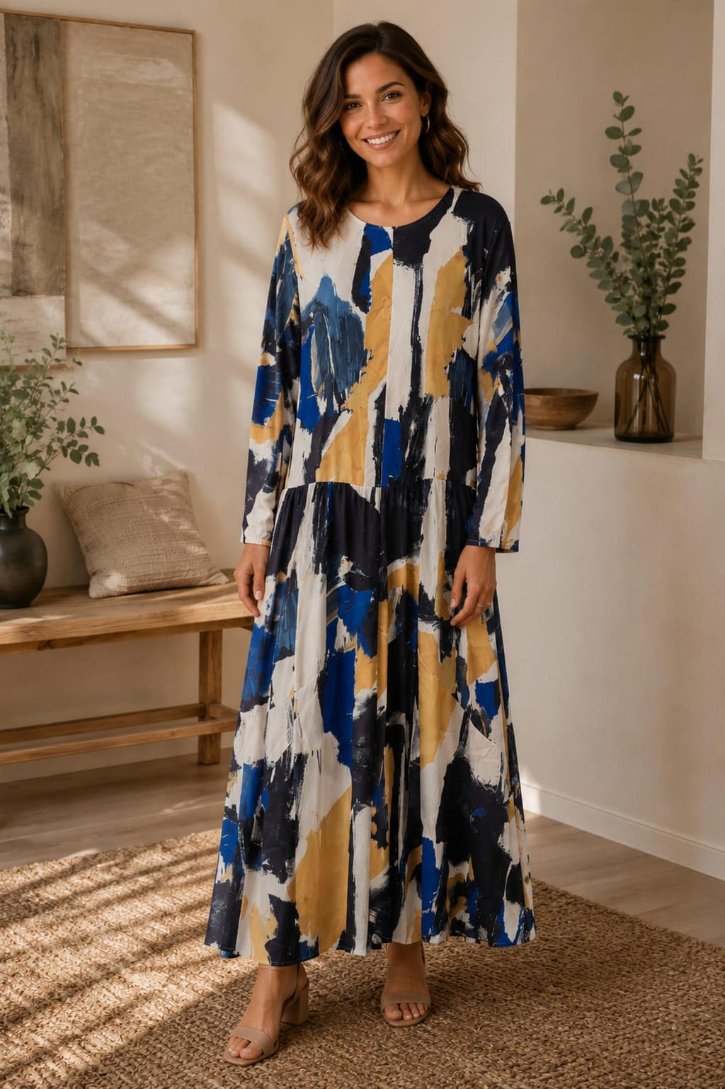 Robe longue imprimé artistique Modèle Baria