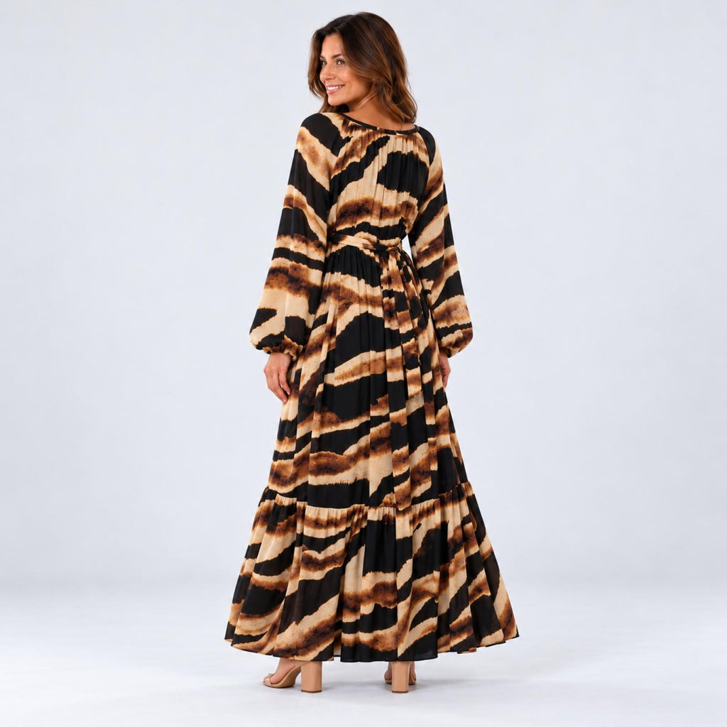 Robe longue imprimée ceinturée Modèle Zazie - vue 3