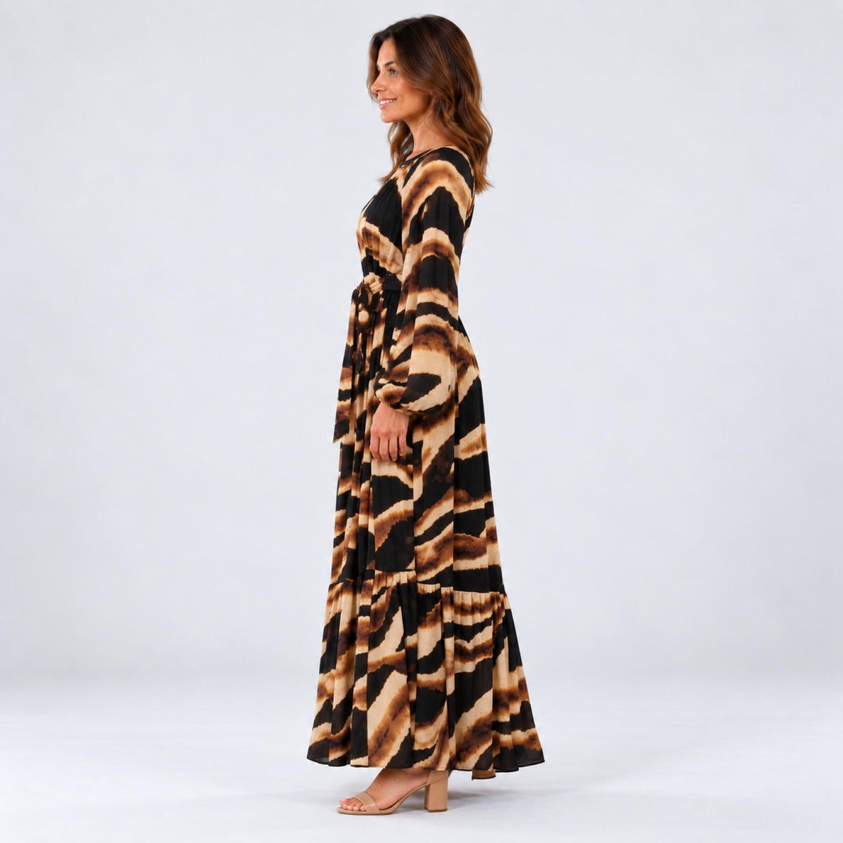 Robe longue imprimée ceinturée Modèle Zazie - vue 4