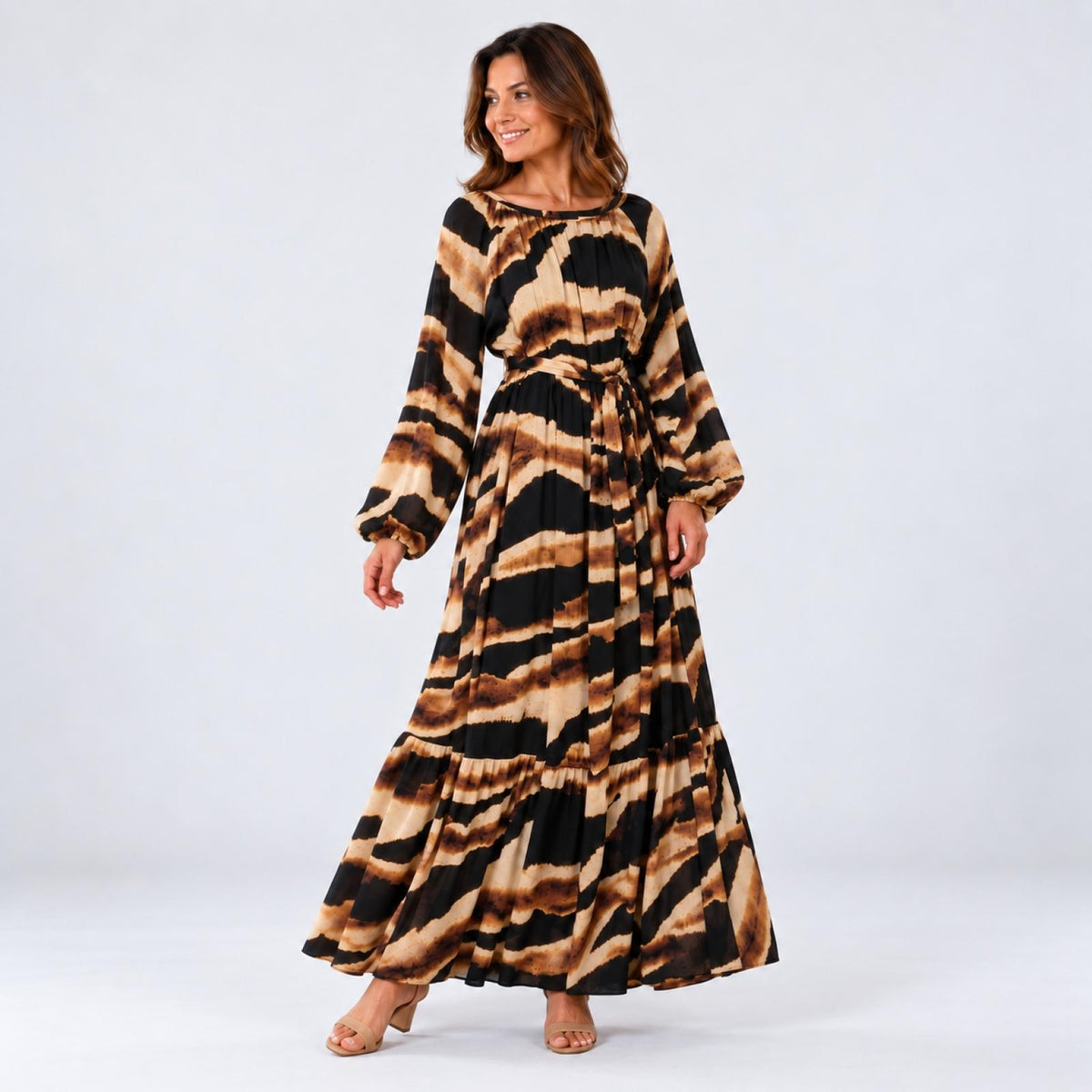 Robe longue imprimée ceinturée Modèle Zazie - vue 5