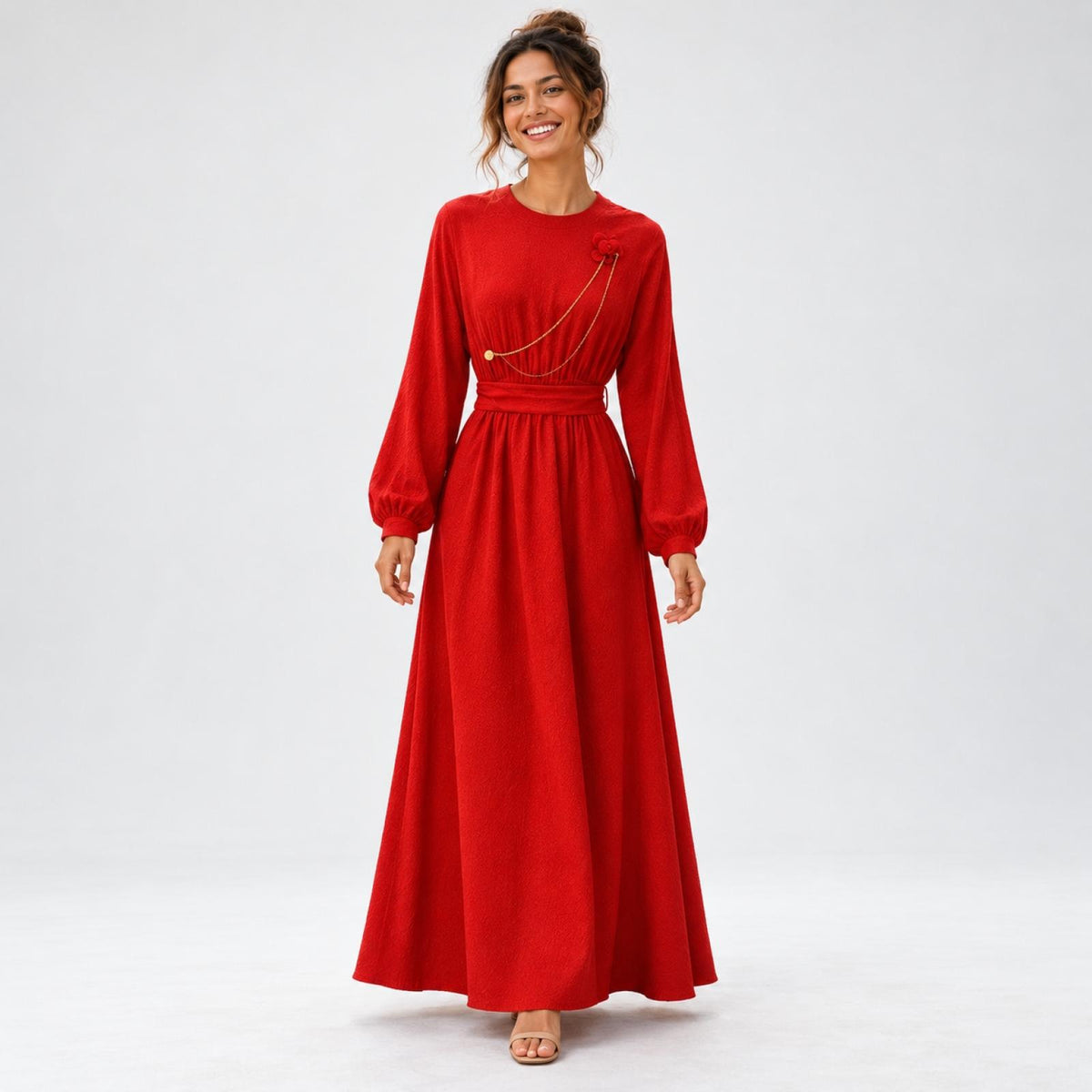 Robe longue rouge Modèle Léna