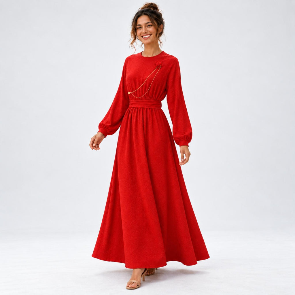 Robe longue rouge Modèle Léna - vue 4