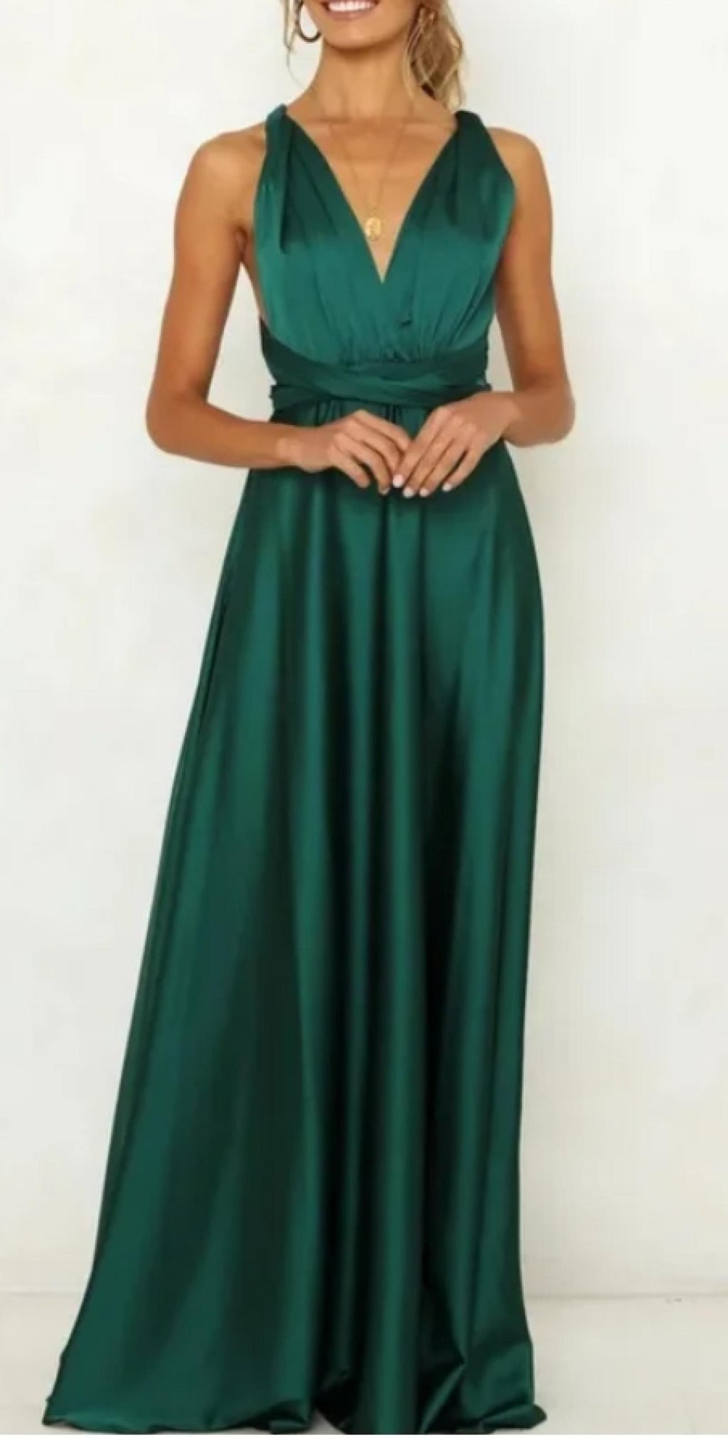 Robe longue satinée taille empire Modèle Isadora - Santa Mode