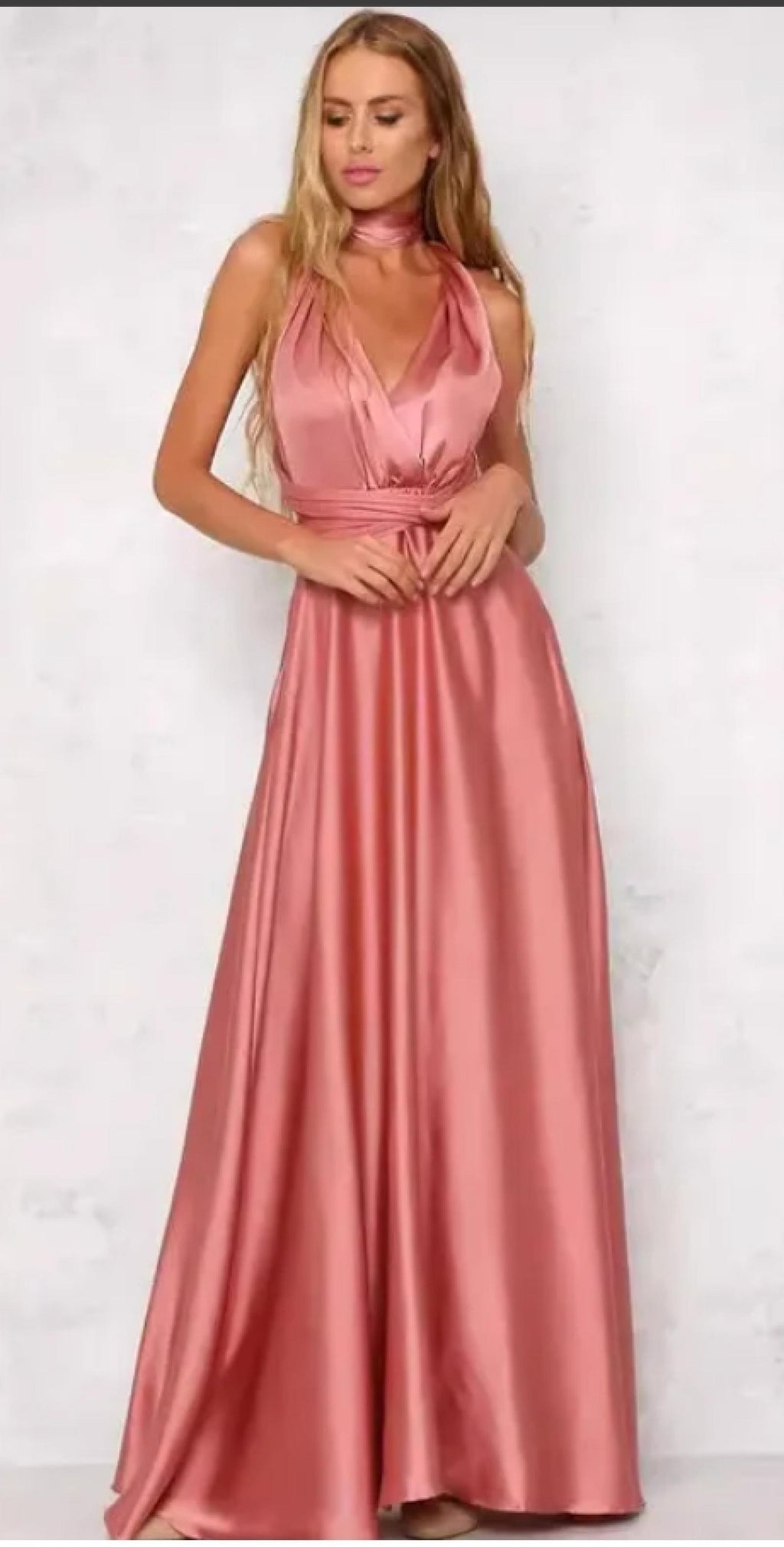 Robe longue satinée taille empire Modèle Isadora - Santa Mode