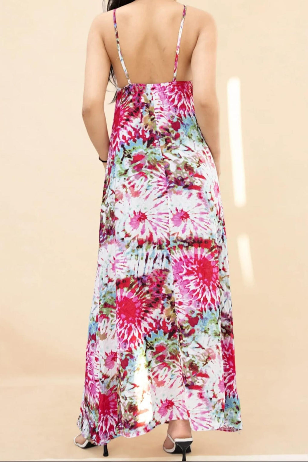Robe longue tie and dye rose - Modèle Navara - Santa Mode - vue 3