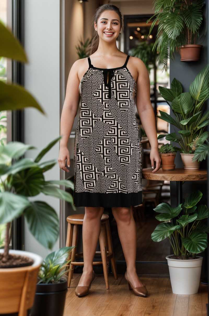 Robe mi-longue grande taille à imprimé géométrique Modèle Guilia - vue 2
