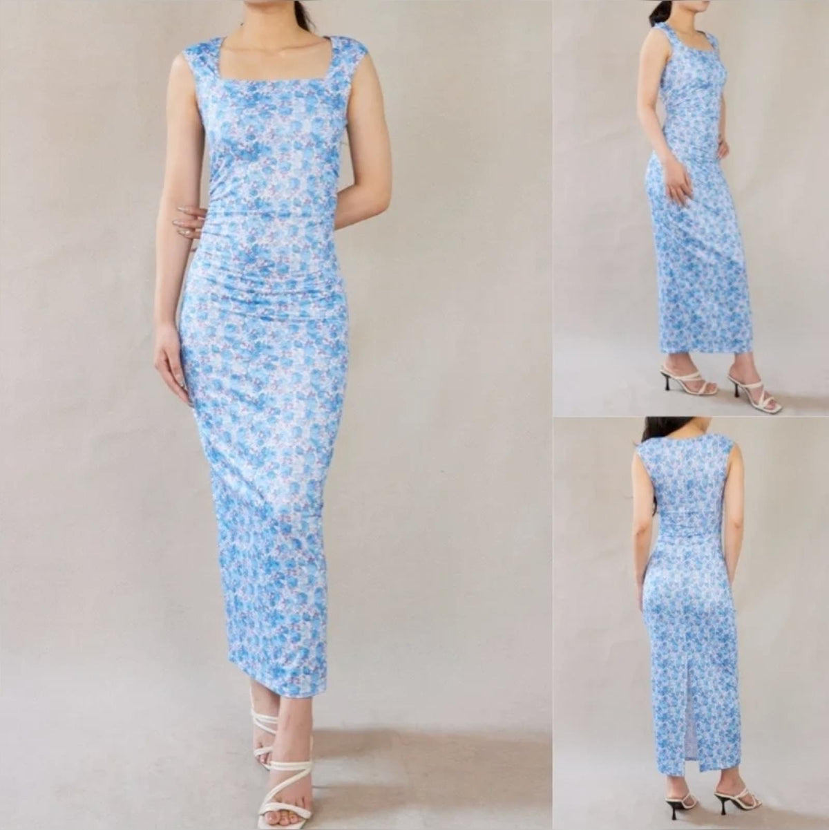 Robe midi fleurie bleu Modèle Aliséa