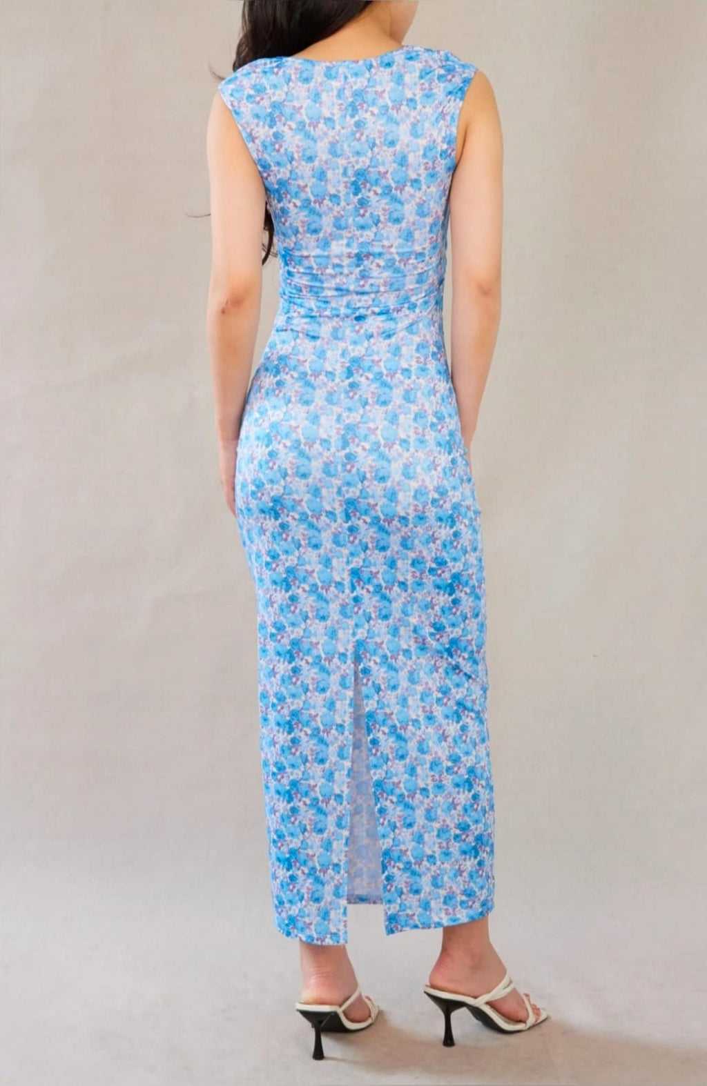 Robe midi fleurie bleu Modèle Aliséa - vue 4