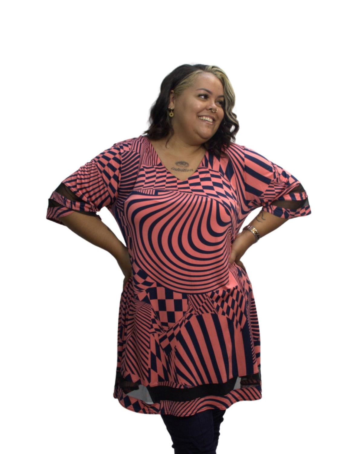 Robe tunique grandes tailles à volants Modèle Malines - Santa Mode