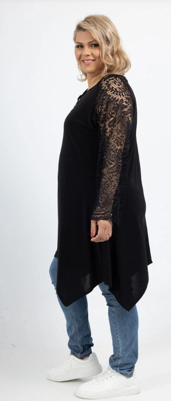 Robe tunique noire à dentelle Modèle Namur - Santa Mode - vue 4