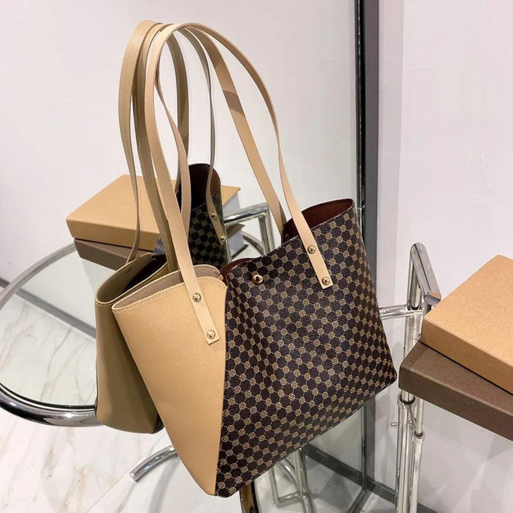Sac cabas bicolore beige / marron