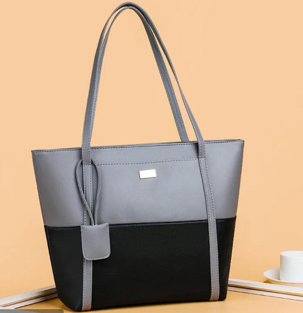 Sac cabas bicolore noir-gris