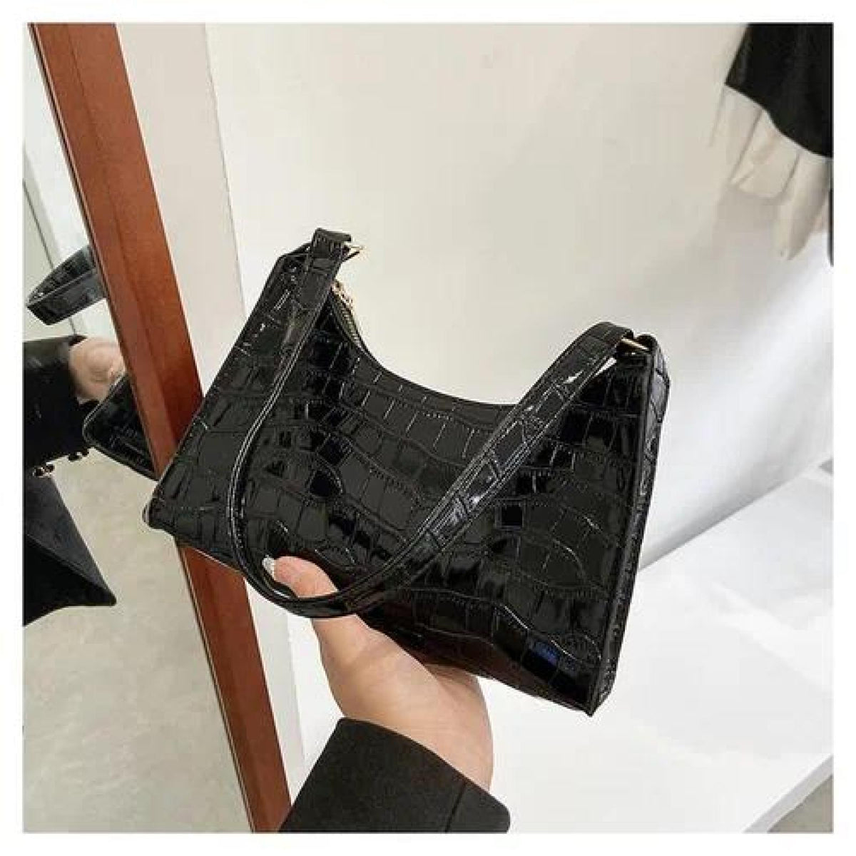 Sac effet croco,noir