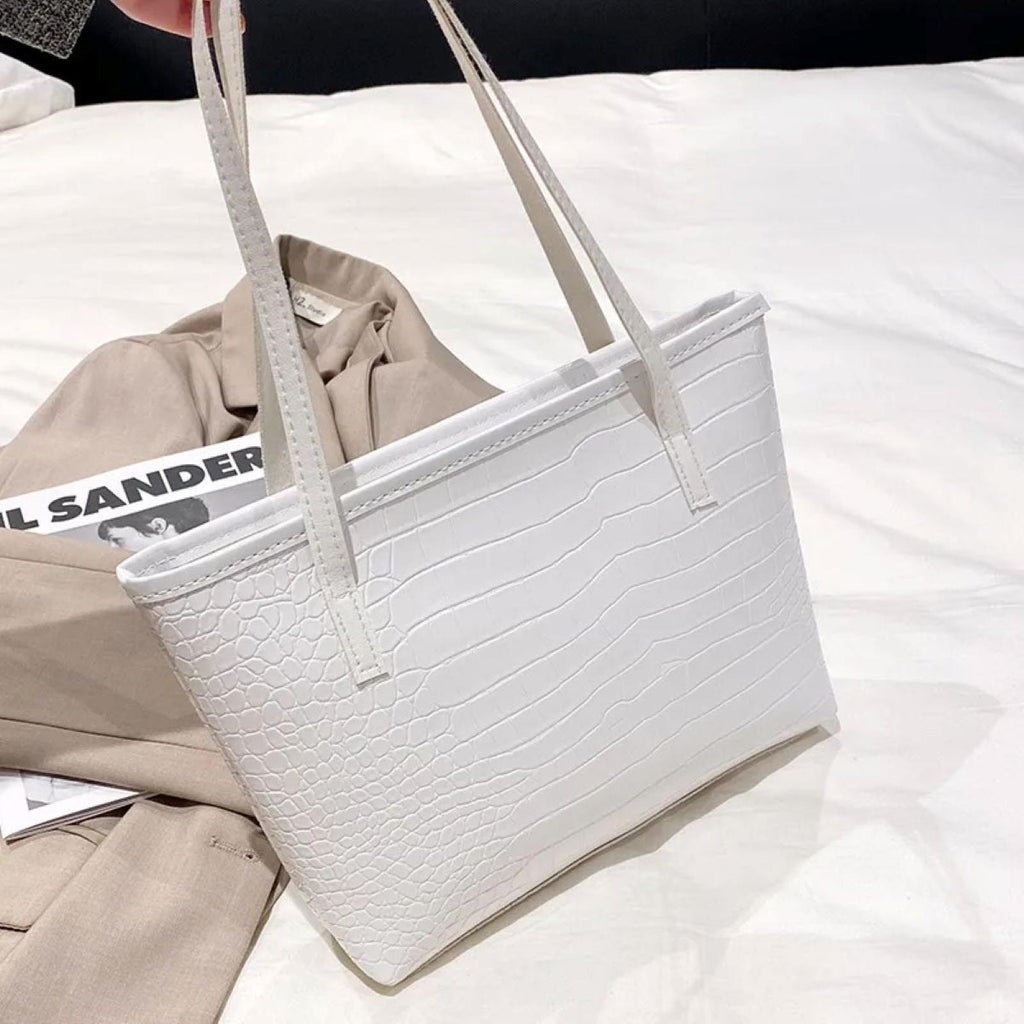 Sac Noa effet croco blanc