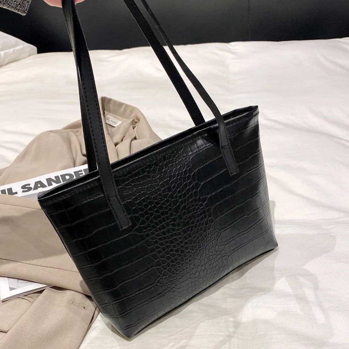 Sac Noa effet croco noir