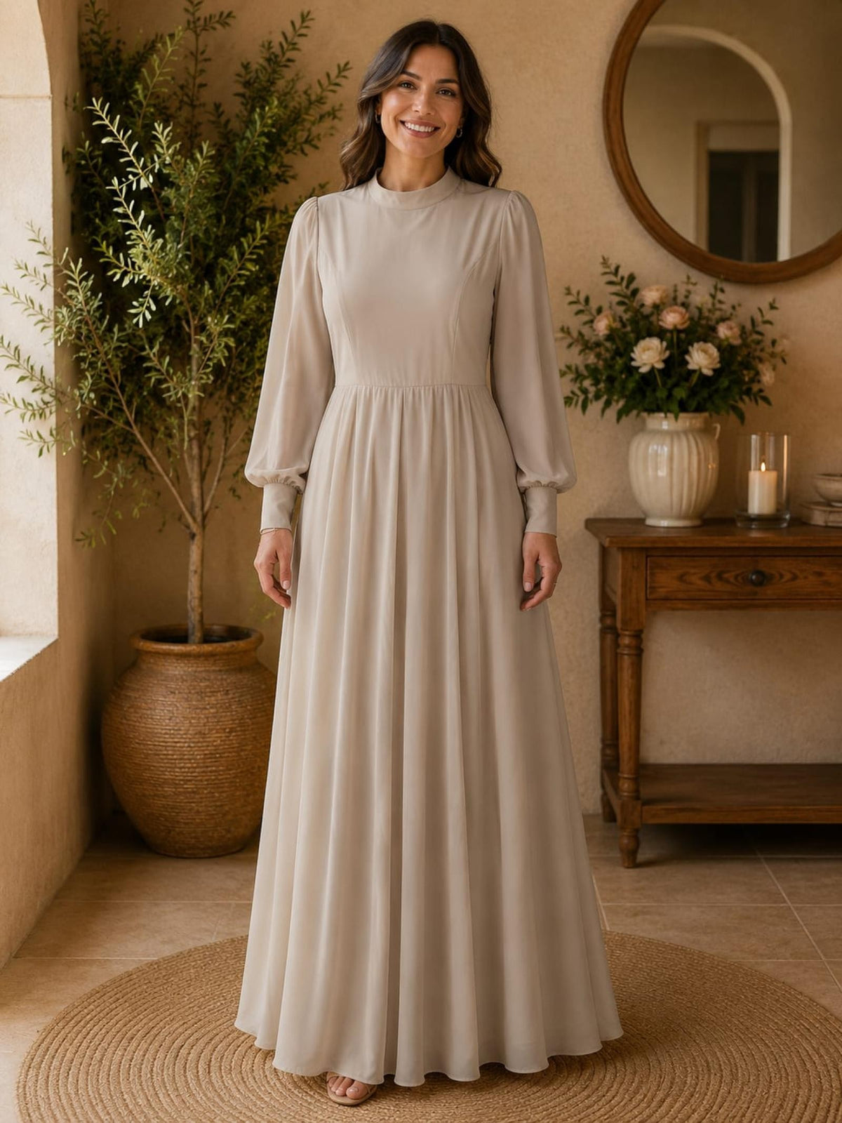 Robe Talya taille 38 et 42 beige taupe Image