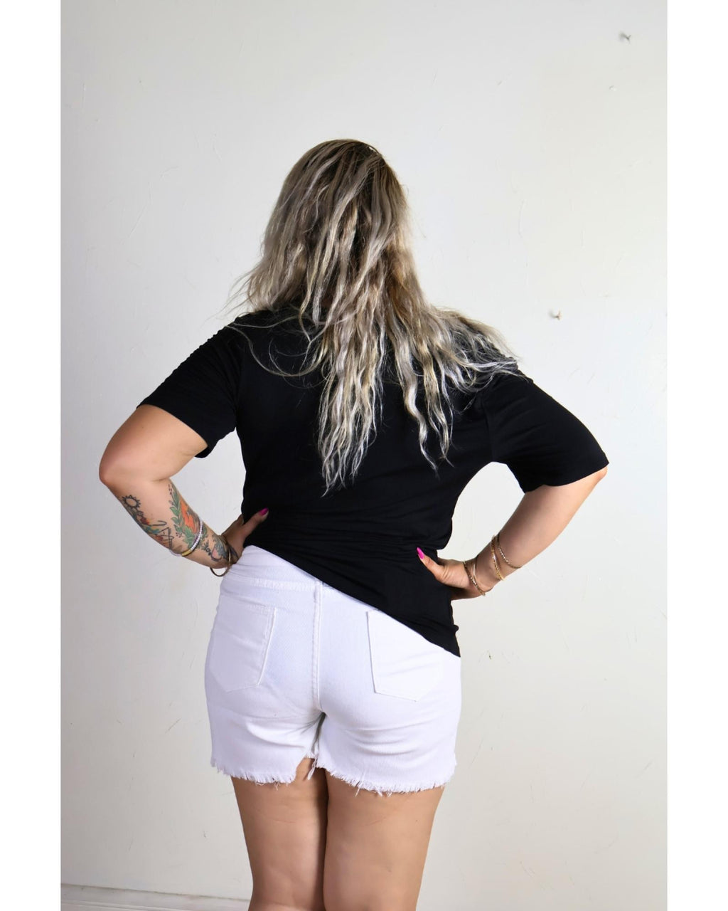 Short jean femme grandes tailles taille haute à ourlet effiloché - vue 3