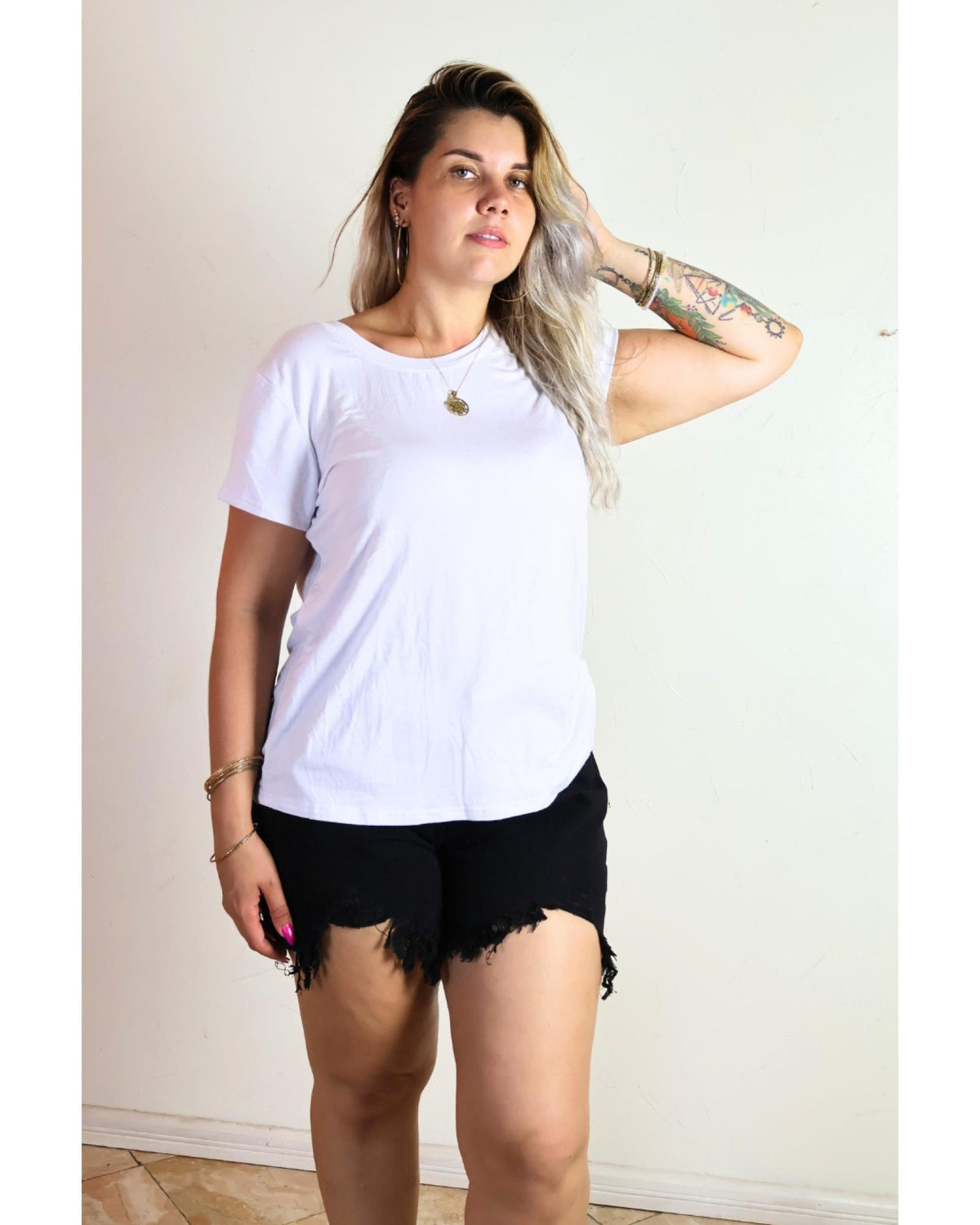 Short jean femme grandes tailles taille haute à ourlet effiloché - vue 4