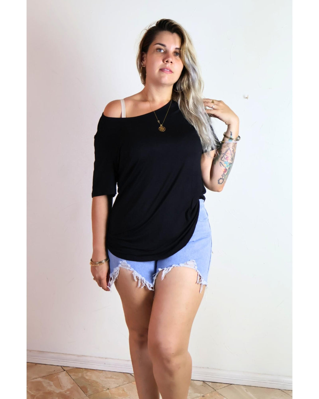 Short jean femme grandes tailles taille haute à ourlet effiloché - vue 5